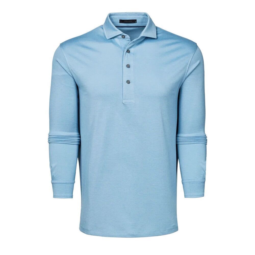 Greyson Omaha Long Sleeve Polo Mens XXL Wolf Blue Performance Golf Brr Tech $130